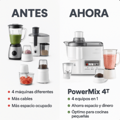 PowerMix 4™ — Licúa, extrae, pica y muele en un solo equipo
