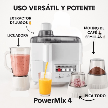 PowerMix 4™ — Licúa, extrae, pica y muele en un solo equipo